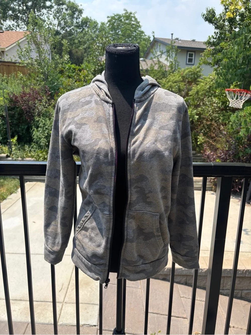 Gray Camo Zip-Up Hoodie Jacket- Old Navy